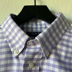 Brooks Brothers Purple Gingham Button Down Dress Shirt, Men's L Cotton